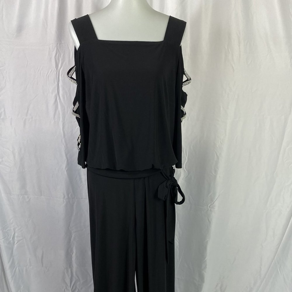 Black Cocktail Jumpsuit with Rhinestones